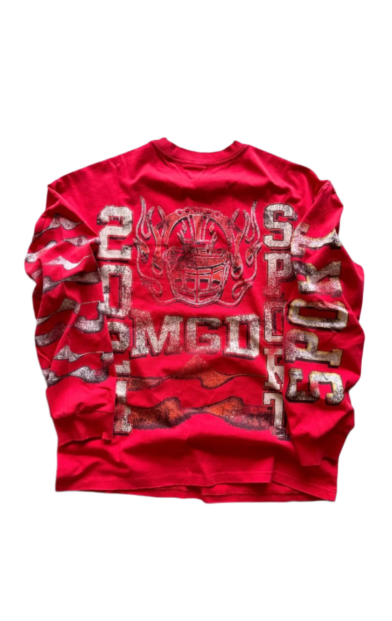 MGD DISTRESSED RED LONGSLEEVE